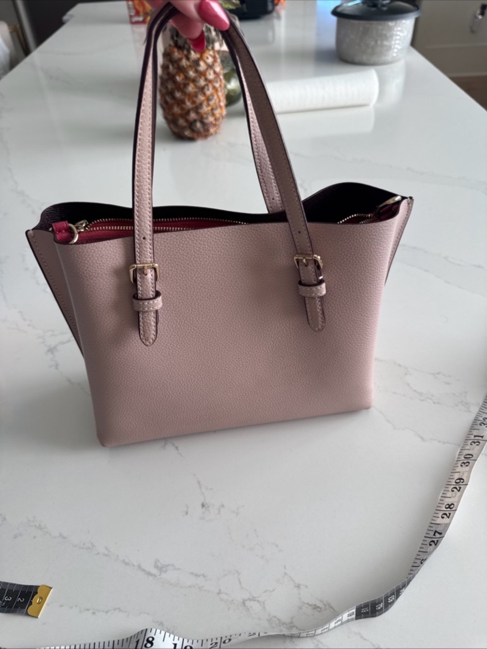 Coach Pebbled Leather Satchel in Dusty Rose with Gold Hardware - Picture 6 of 9